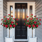 4ft Artificial Camellia Tree Fake Blooming Tree Potted with Red Flowers - 2 Pack