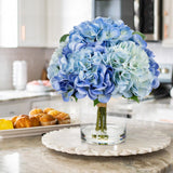 Artificial Hydrangea Flowers with Vase Latex Water for Home Decor - Blue