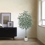 Artificial Eucalyptus Tree Faux Plant Potted in White Pot – 5FT