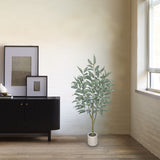 Artificial Eucalyptus Tree Faux Plant Potted in White Pot – 4FT