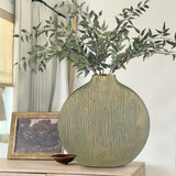 Gold Ceramic Rustic Vintage Round Flower Vase - 12.4"
