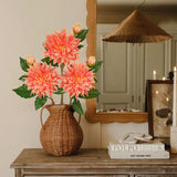 Orange Artificial Silk Dahlia Flowers with 6.1" Blooms for Home Decor