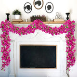 Red Artificial Bougainvillea Flower Garland Silk Floral Vine - 6ft