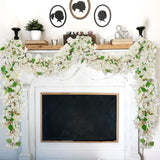 White Artificial Bougainvillea Flower Garland Silk Floral Vine - 6ft