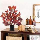 Artificial Fall Small Elm Tree with Realistic Red Orange Leaves