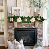 Artificial Pink Magnolia Flowers Garland Greenery Vine - 5FT