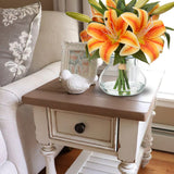 Fall Artificial Tiger Lily Flowers Bouquet with Glass Vase