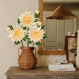 White Artificial Silk Dahlia Flowers with 6.1" Blooms for Home Decor