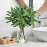 15.4" Artificial Long Narrow-leaf Eucalyptus with Faux Water in Glass Vase