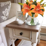Orange Fall Artificial Tiger Lily Flowers Bouquet with Glass Vase