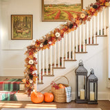 Artificial Fall Leaves Lights Garland Decor with Pumpkins Berries