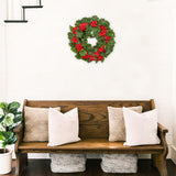 Artificial Geranium Wreath with Red Flowers and Green Leaves