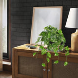 Artificial Hanging Pothos Vine Leaves Ivy Plants Potted in Black Pot