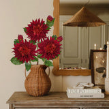 Red Artificial Silk Dahlia Flowers with 6.1" Blooms for Home Decor