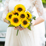 Artificial Sunflowers Bouquet 17 Inch Fake Silk Yellow Flowers with Stems Realistic