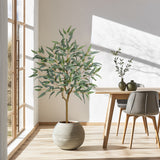 Artificial Eucalyptus Tree Potted Silk Plant with Green Burgundy - 5ft