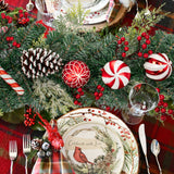 Christmas Garland Ornaments with Red Bows & Balls Decor