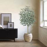 Artificial Eucalyptus Tree Faux Plant Potted in White Pot – 5FT