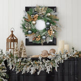 Christmas Norfolk Pine Wreaths for Front Door with Silver Ball-24“
