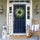Artificial Greenery Silk Wreath with White Flowers for Front Door - 24"