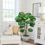 4ft Artificial Monstera Plant Fake Palm Tropical Plant Potted - 26 Leaves