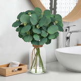 15.4" Artificial Eucalyptus with Faux Water in Glass Vase