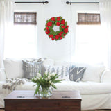 Artificial Geraniums Wreath with Lush Greenery - 20"