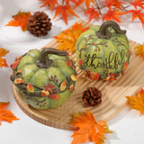Halloween Fall Resin Carved Green Pumpkin Decor