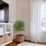 3ft Artificial Ficus Silk Tree Fake Plant Potted for Home Decor (Green)