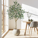 Artificial Eucalyptus Tree Potted Silk Plant with Green Burgundy - 6ft