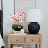 Artificial Orchid Fake Silk Flowers Pot  for Home Decor - Pink