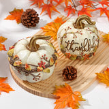 Halloween Fall Resin Carved White Pumpkin Decor