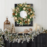 Christmas Norfolk Pine Wreaths for Front Door with Gold Ball-24“