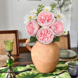 Hot Pink Artificial Peonies Silk Peony & Daisies Flowers with Stems - 15.3"