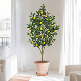 Artificial Lemon Trees Faux Citrus Tree Potted with White Ceramic Pot - 5ft