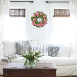 Pink Artificial Geraniums Wreath with Lush Greenery - 20"