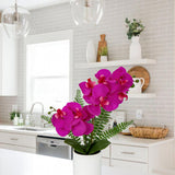 Faux Phalaenopsis Orchid Artificial Flowers with Pot for Home -15in
