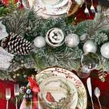 Silver Christmas Garland Ornaments with Bows & Balls Decor