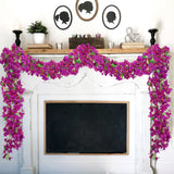 Purple Artificial Bougainvillea Flower Garland Silk Floral Vine - 6ft