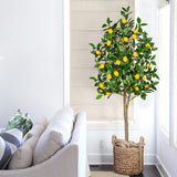 Large Artificial Lemon Tree Floor Plant Potted for Home Decor- 5ft