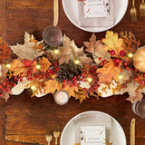 Artificial Fall Leaves Lights Garland Decor with Pumpkins Berries