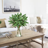 15.4" Artificial Long Narrow-leaf Eucalyptus with Faux Water in Glass Vase