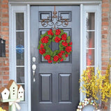 Artificial Geraniums Wreath with Lush Greenery - 20"