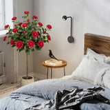 4ft Artificial Camellia Tree Fake Blooming Tree Potted with Red Flowers - 2 Pack
