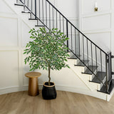 4ft Artificial Ficus Silk Tree Fake Plant Potted for Home Decor (White)