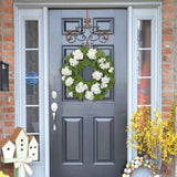 White Artificial Geraniums Wreath with Lush Greenery - 20"