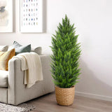 4ft Artificial Cedar Topiary Trees Fake Shrubs Cypress Trees - 2pcs