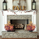 Artificial Fall Small Eucalyptus Tree with Realistic Yellow Orange Leaves