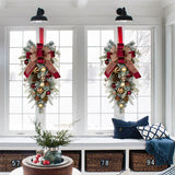 Artificial Winter Christmas Teardrop Swag Garland with Ribbons
