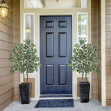 2 Pack Artificial Ficus Tree Silk White Leaves Dual Trunks Plant Potted - 4ft